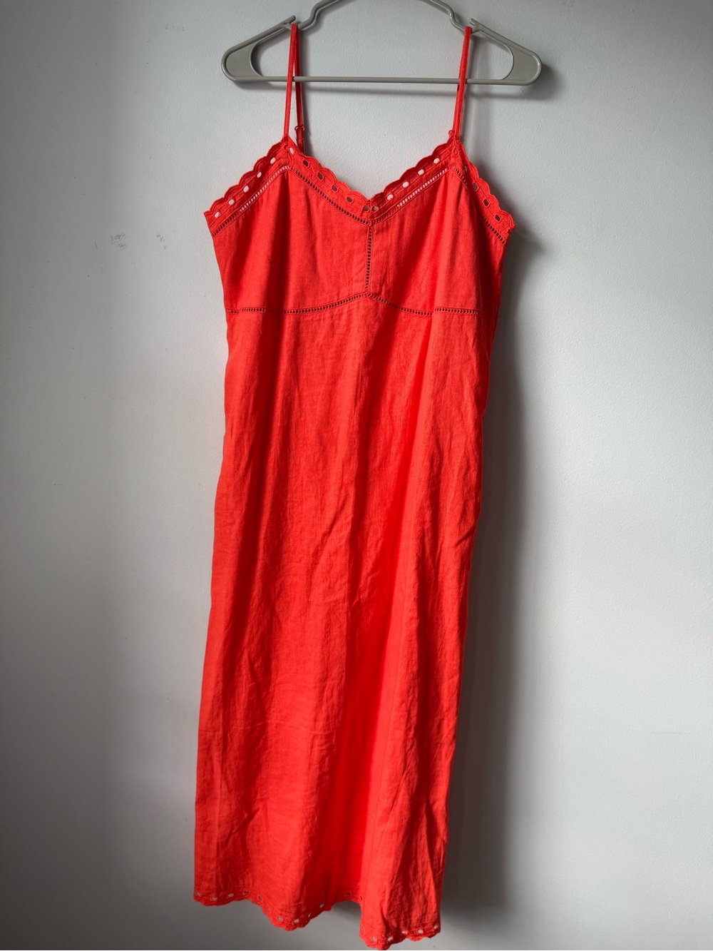 Old Navy Sundress Eyelet Maxi Midi Dress Red Orange Comfy Size L